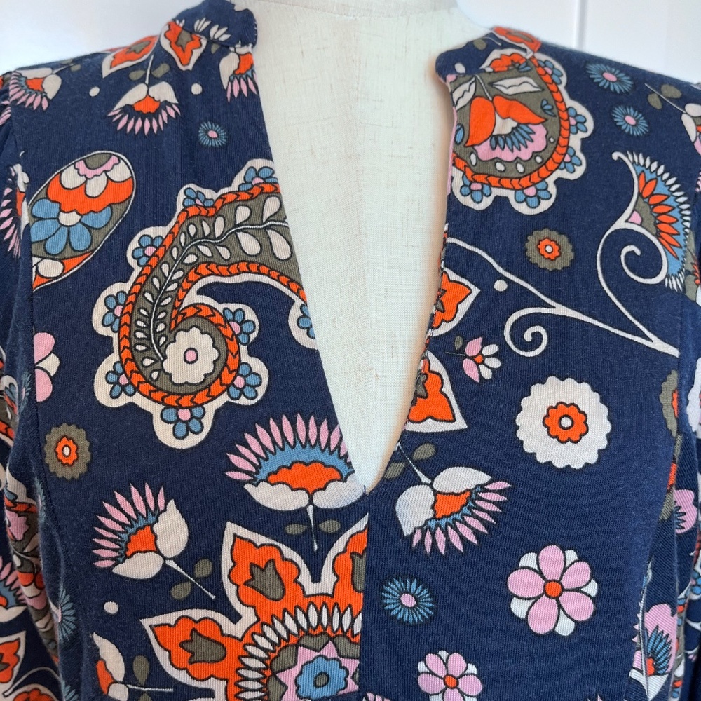 Boden Notch Neck Midi Dress - Navy Paisley Print - Picture 4 of 6
